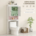 Over-the-Toilet Cabinet with 3 Closed Shelves and Open Shelf, Wooden, 65x22x161 cm, White