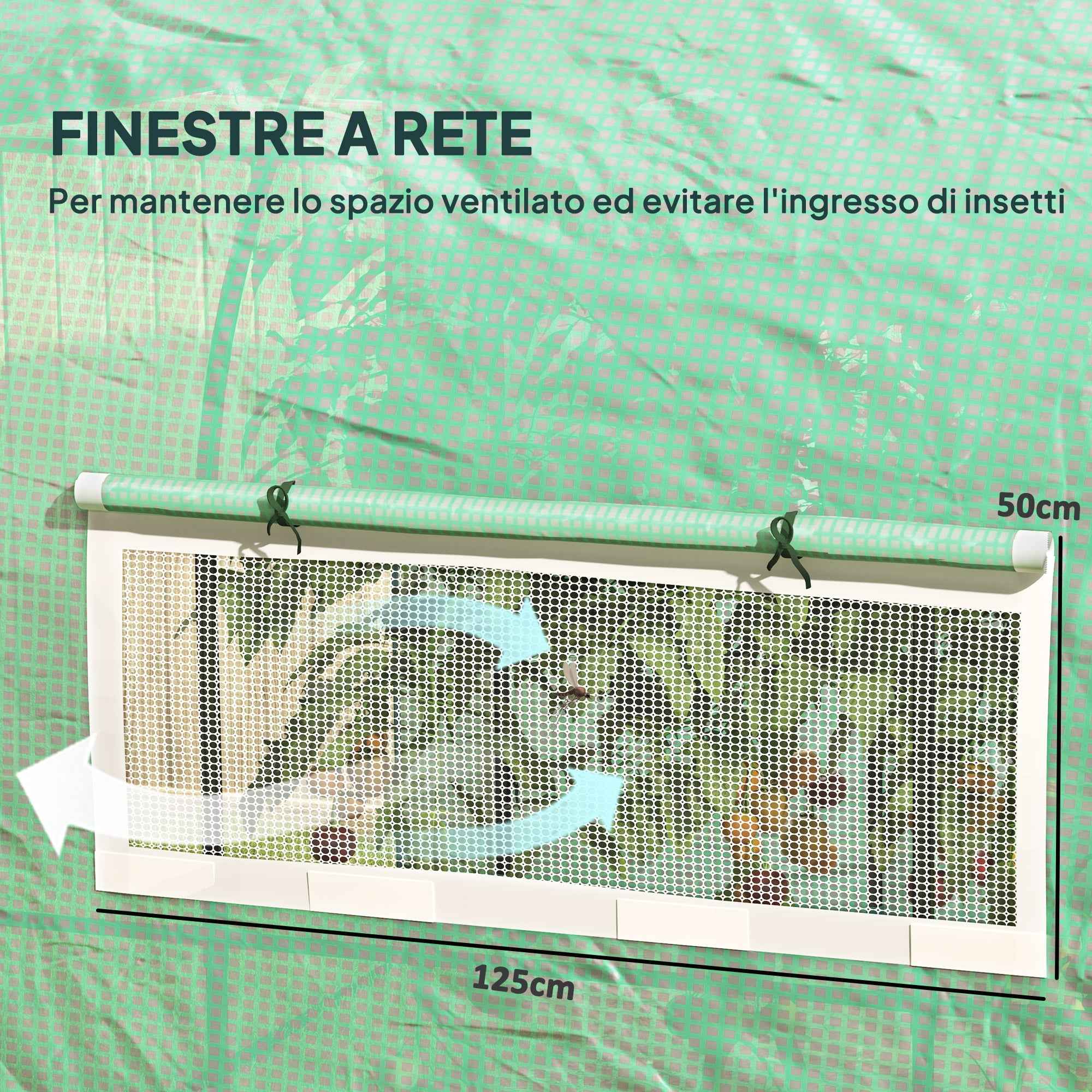 Outsunny 3x3x2 m Steel and UV-Resistant Polyethylene Tunnel Greenhouse for Vegetable Garden with Roll-Up Doors and Windows, Green