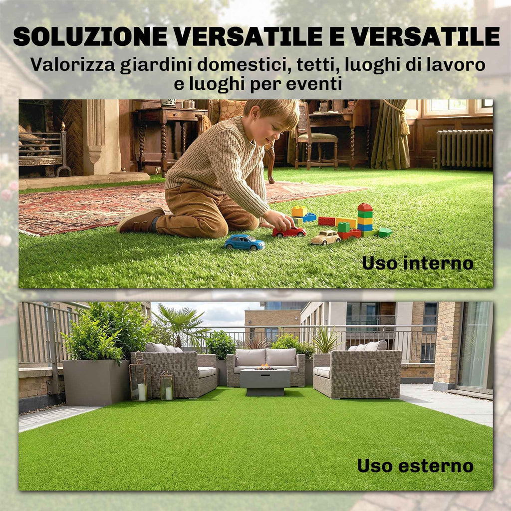 Outsunny Artificial Grass 1m x 4m, Synthetic Carpet with 10mm Height, Draining, Green