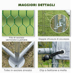 PawHut Outdoor Chicken Coop with Roof and Locks, Galvanized Steel, 2x2x2 m, Silver