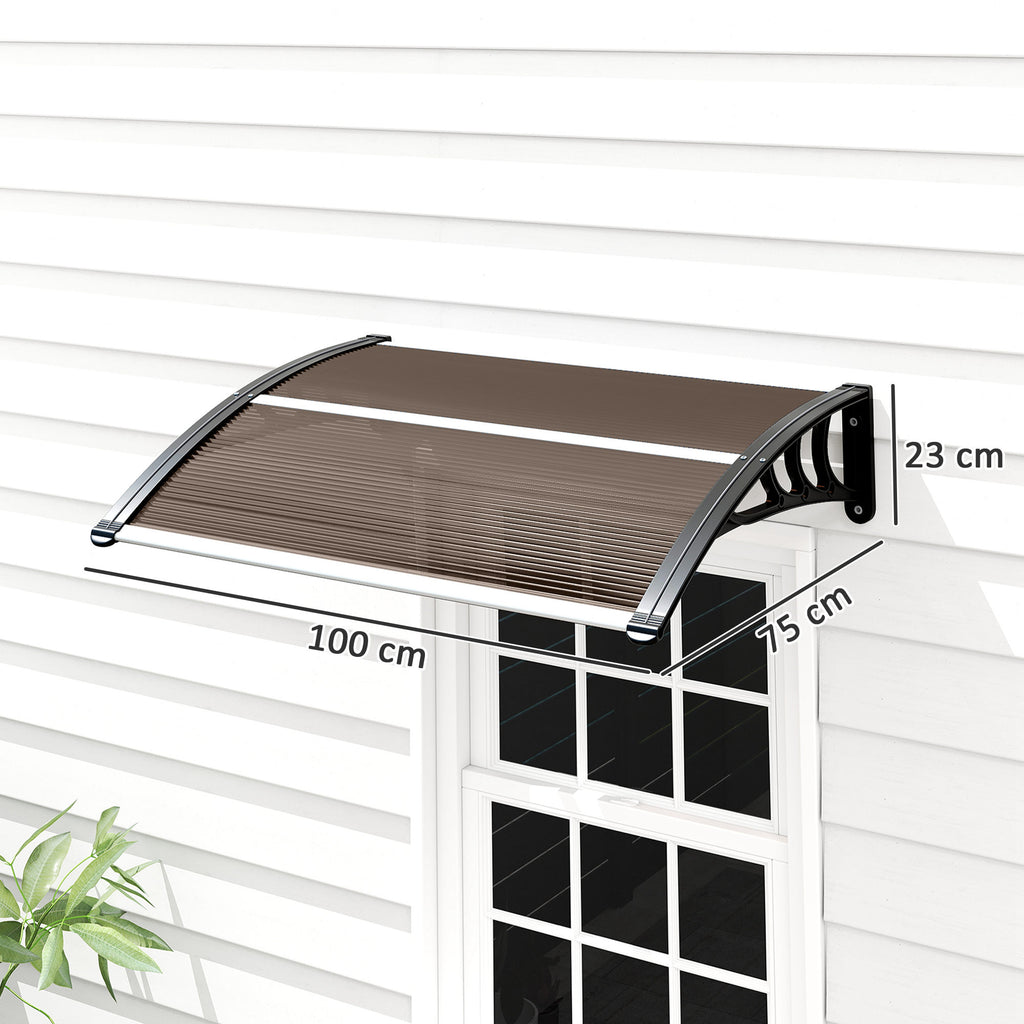 Outsunny Waterproof and Anti-UV Outdoor Canopy, in PC, PP and Aluminum, 75x100x23 cm, Brown and Black