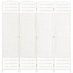 4-Panel Folding Screen for Indoors, Freestanding and Woven, 160x170 cm, White