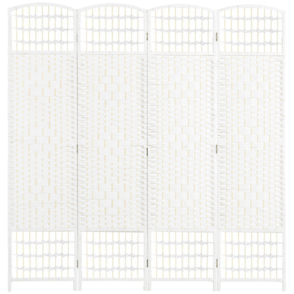 4-Panel Folding Screen for Indoors, Freestanding and Woven, 160x170 cm, White