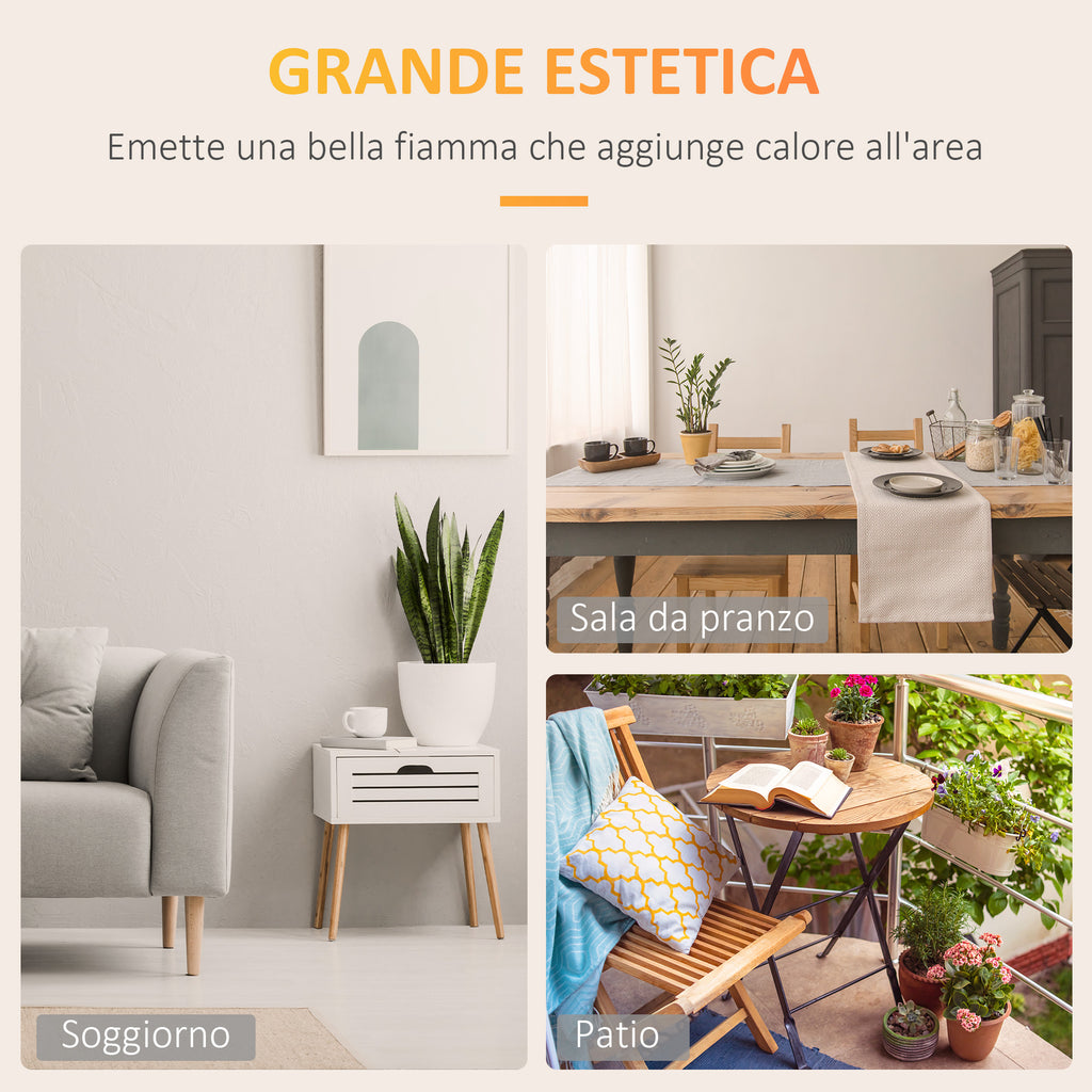 Bioethanol Fireplace in Metal and Glass, 3h of Combustion with 1.5L Tank and 25m² Coverage, 60x26x50 cm, Black