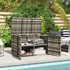 350L 2-Tier Outdoor Storage Chest with Gas Pistons, PE Rattan and Steel, 118x57x69 cm, Grey