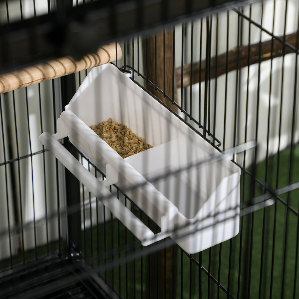 Indoor Bird Aviary Cage with Wheels and Removable Trays, 51.5x50x140 cm, Black