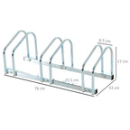 Steel Bike Rack Parking Stand for 3 Bikes, 76x33x27 cm, Silver