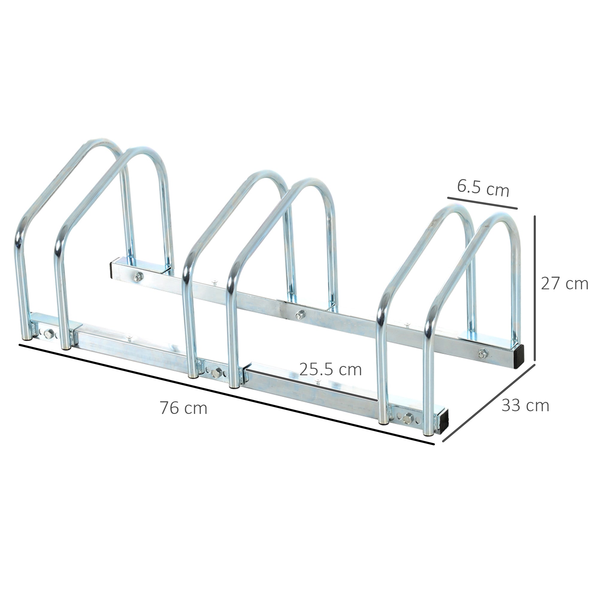 Steel Bike Rack Parking Stand for 3 Bikes, 76x33x27 cm, Silver