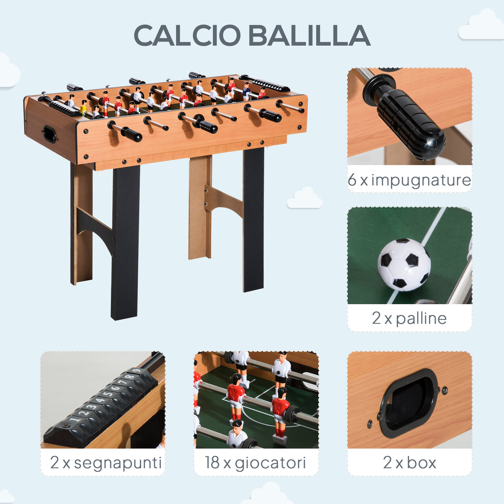 4-in-1 Multi-Game Table with Table Football, Air Hockey, Ping Pong and Pool Table in MDF, 92x78x80cm