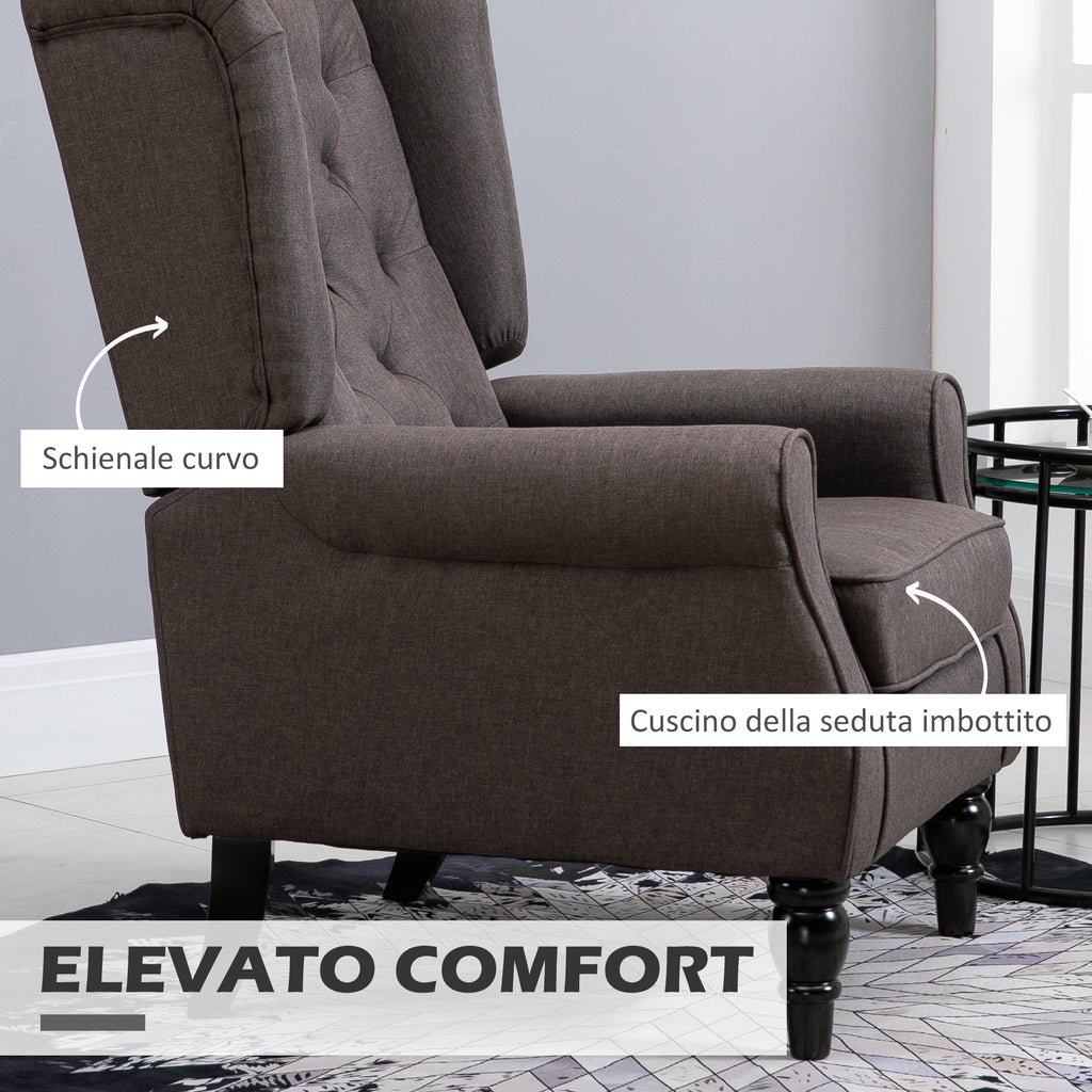 HOMCOM French Style Living Room Armchair with Padded Seat and Cushions, in Polyester, 74x86x102 cm, Brown - Borgè