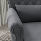 Homcom Vintage Living Room Armchair In Fabric With Lumbar Cushion and Padding, Dark Gray - Borgè