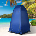 Camping and Beach Shower Tent with Zipper Door and Transport Bag, 126x124x189 cm, Dark Blue