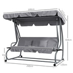 Swing Garden Bed with Adjustable Canopy and Trays, in Steel and Polyester, 200x120x164 cm, Gray - Borgè