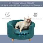 Padded Dog Sofa with Backrest and Removable Cushion, Indoor Cat Bed, 65x64x37 cm, Green - Borge' Group Limited