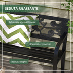 Outsunny Garden bench 2 seats in steel with decorated back and armrests, 127x50x75cm, black - Borgè