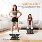 SPORTNOW 2-in-1 Stepper Twister with LCD Monitor, Large Non-Slip Pedals, 100 kg Capacity, Black