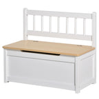 2 in 1 Wooden Children's Storage Chest with Piston for Safe Closing, 60x30x50cm White and Natural Wood