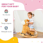 HOMCOM Giraffe Rocking Horse for Children Ages 3-6 with Wheels and Sounds, 63x38x63cm, Yellow