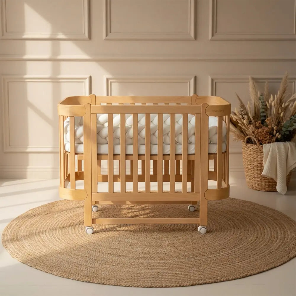 NIKA Convertible Cot – Natural Wood - Grows with Your Child from Birth to 5 Years