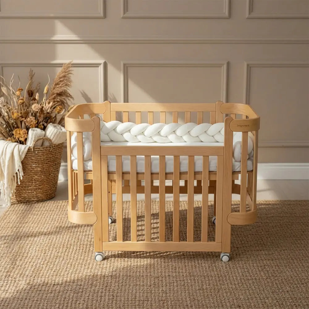 NIKA Convertible Cot – Natural Wood - Grows with Your Child from Birth to 5 Years