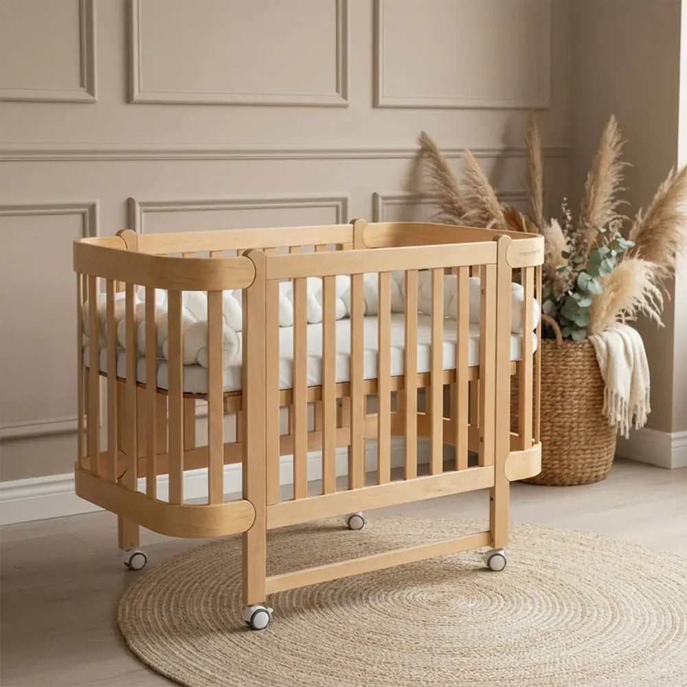 NIKA Convertible Cot – Natural Wood - Grows with Your Child from Birth to 5 Years