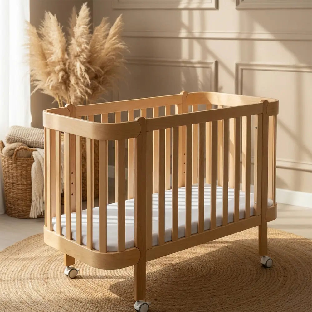 NIKA Convertible Cot – Natural Wood - Grows with Your Child from Birth to 5 Years