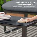 Outsunny 4-Piece Garden Set with Sofa, 2 Armchairs and Coffee Table, in Steel, Polyester and PP Cotton, Black and Grey