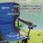 Folding Camping Chair with Pocket and Cup Holder with Carrying Bag, Blue