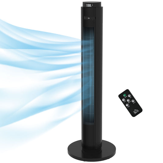 45W Tower Fan with 4 Modes and 3 Speeds with 12h Timer, in ABS, Ø31.5x96 cm, Black - Borgè