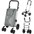 HOMCOM Folding Aluminum Shopping Cart with Wheels, 46L Bag, Refrigerated Compartment, Adjustable Handle, Gray