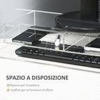 Acrylic PC Monitor Stand with Center Compartments, 57x19x11.5cm, Transparent