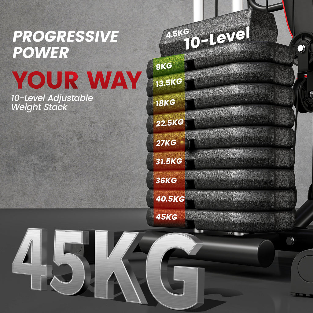 45kg Steel Weight Station for Home Workout, 170x104x205cm, Black