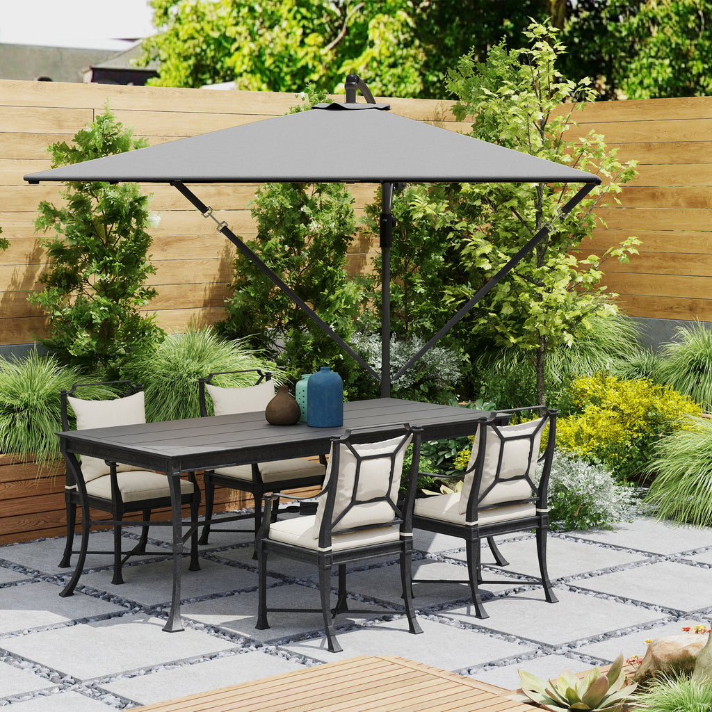 Cantilever Garden Umbrella 3x2.5 m with Crank, Tiltable and Swivel with Cover, Gray