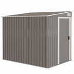 Outsunny 1.5x2m Metal Tool Shed with Base, Sliding Door and Sloped Roof, Light Grey