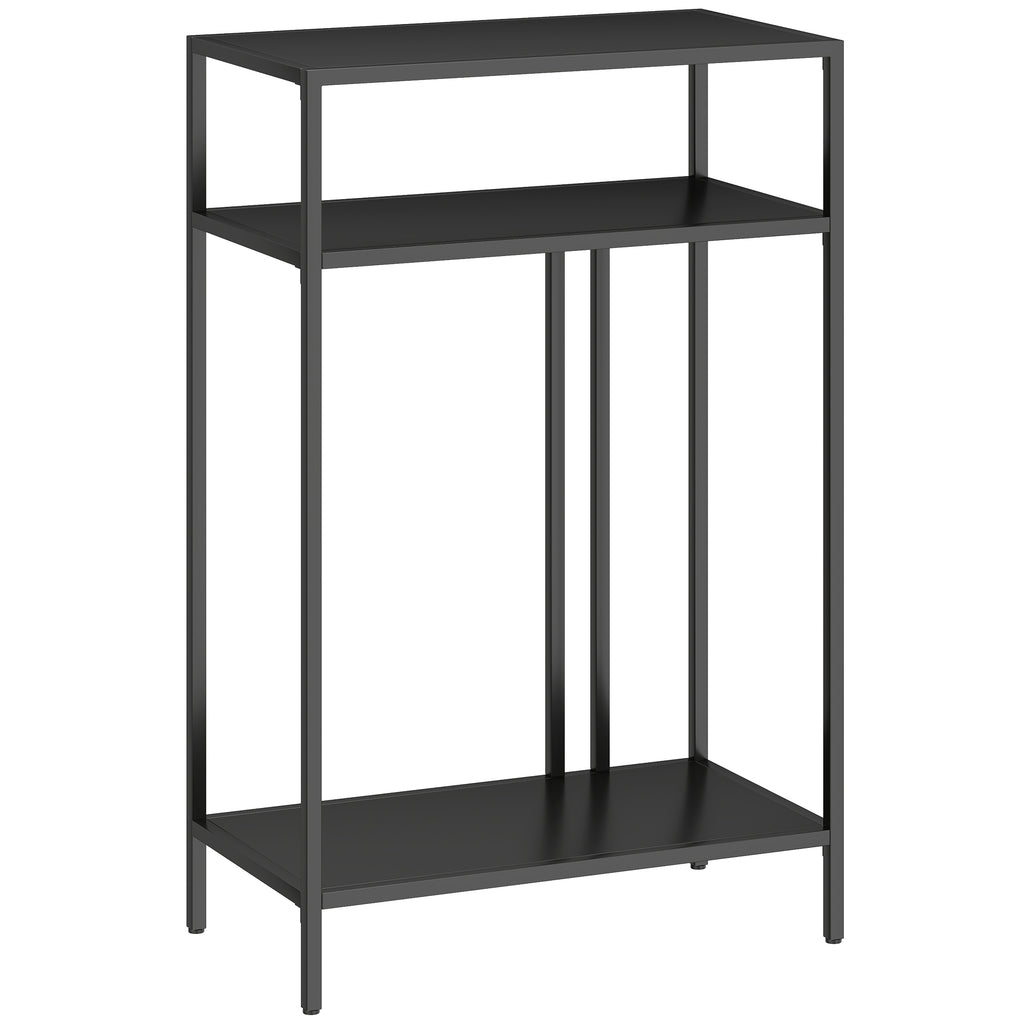 HOMCOM Console Table with 3-Tier Open Shelves, Steel, 55x30x85 cm, Black