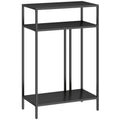 Console Table with 3-Tier Open Shelves, Steel, 55x30x85 cm, Black