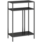 HOMCOM Console Table with 3-Tier Open Shelves, Steel, 55x30x85 cm, Black