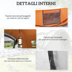 Outsunny 2-Person Pop-Up Camping Tent with 2 Doors, 4 Windows and Waterproof Tarp, 263.5x220x123 cm, Orange