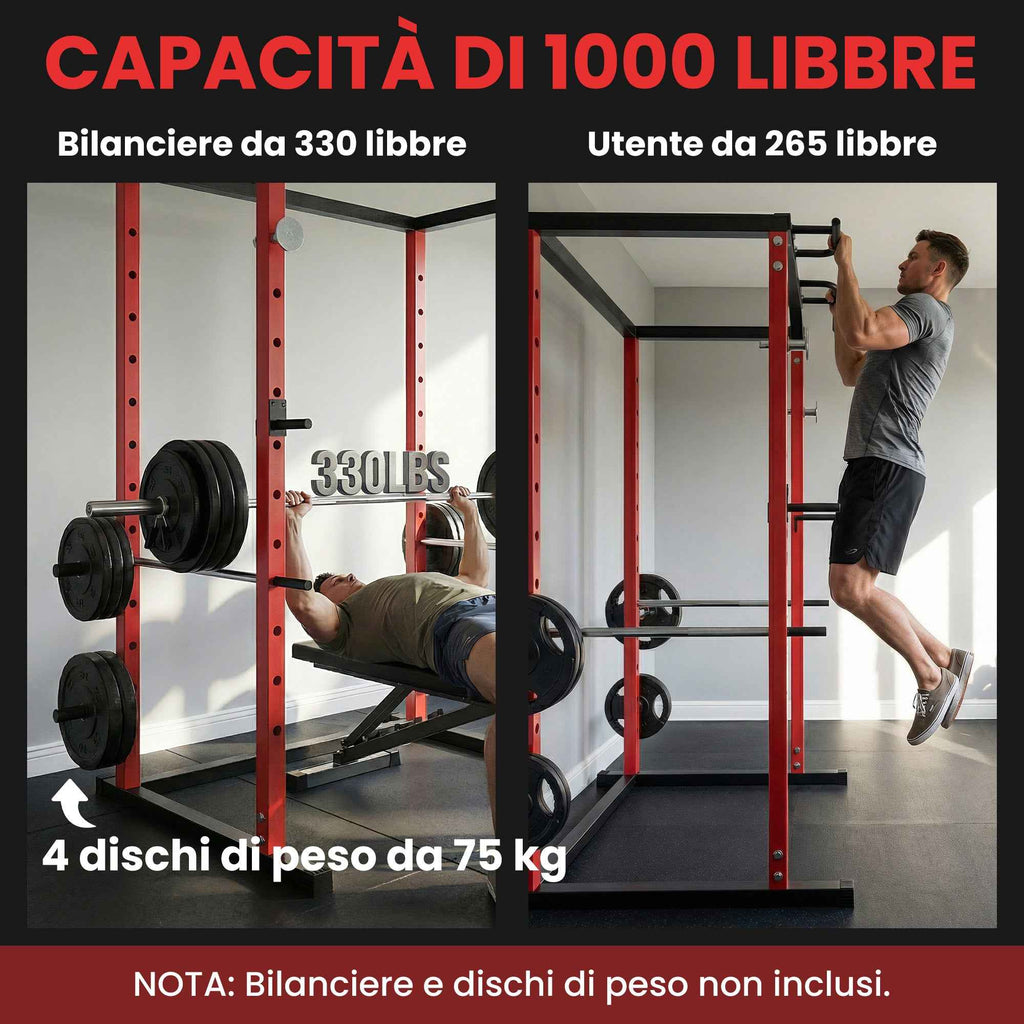 SPORTNOW Power Cage, Adjustable Rack with 460KG Capacity