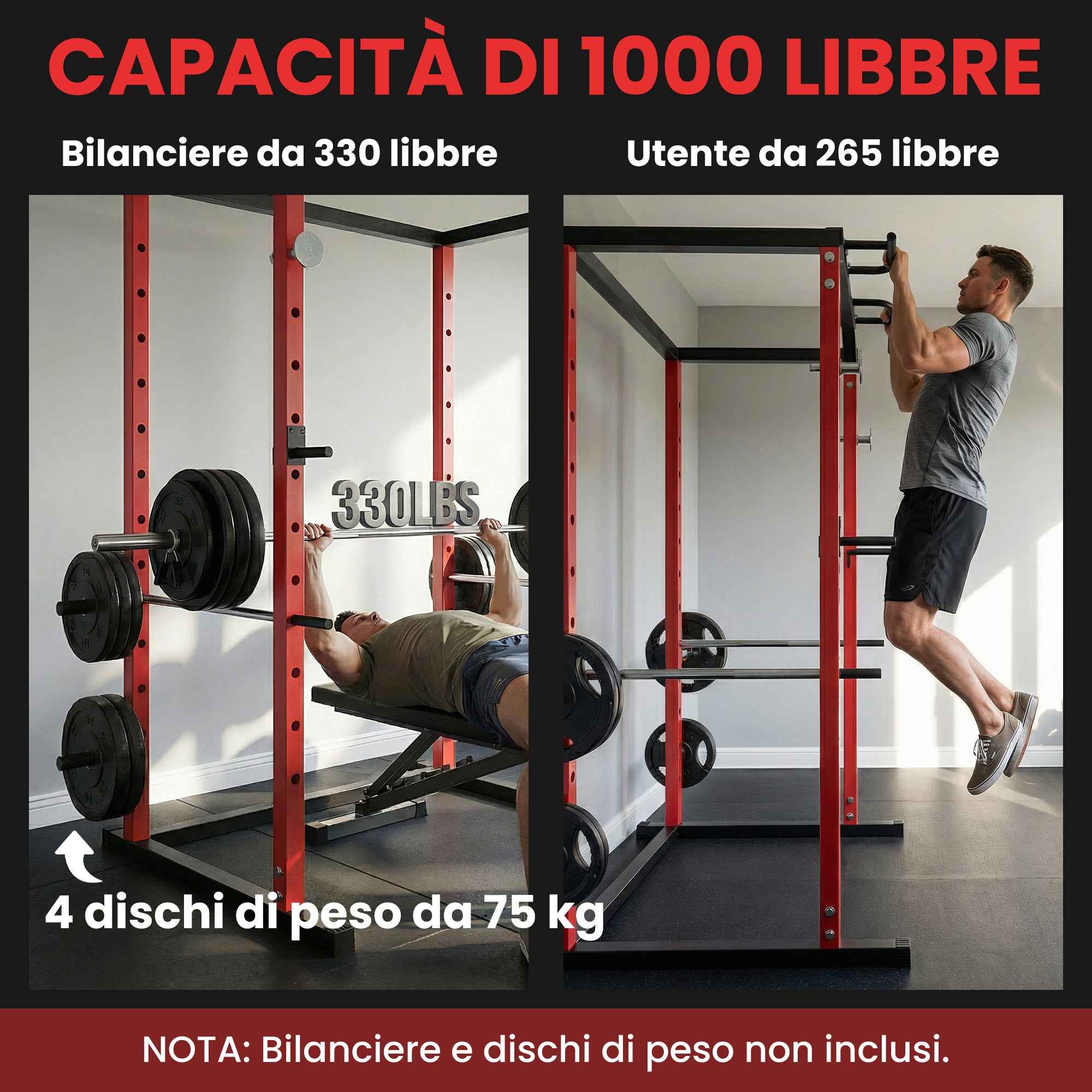 SPORTNOW Power Cage, Adjustable Rack with 460KG Capacity