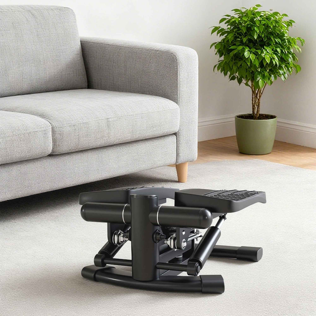 SPORTNOW 2-in-1 Stepper Twister with LCD Monitor, Large Non-Slip Pedals, 100 kg Capacity, Black