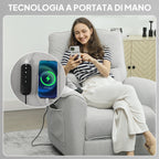 Recliner Chair with Heat, 8 Massage Points and 5 Modes, Chenille Fabric, Light Grey