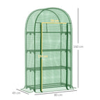 Outsunny Garden Greenhouse with Metal Shelves, PE Cover and Roll-Up Door 80x49x160cm, Green