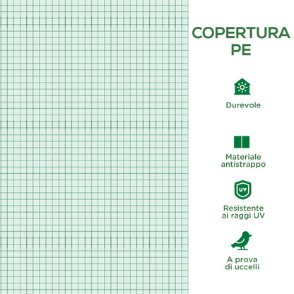 Outsunny PE Greenhouse Sheet with 12 Windows, Roller Door and Buried Edges, 6x3x2 m, Green - Borgè