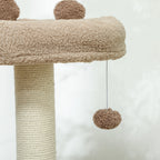 3-Tier Cat Tree with Top Perch and Toy Ball, 48x40x88 cm, White and Brown