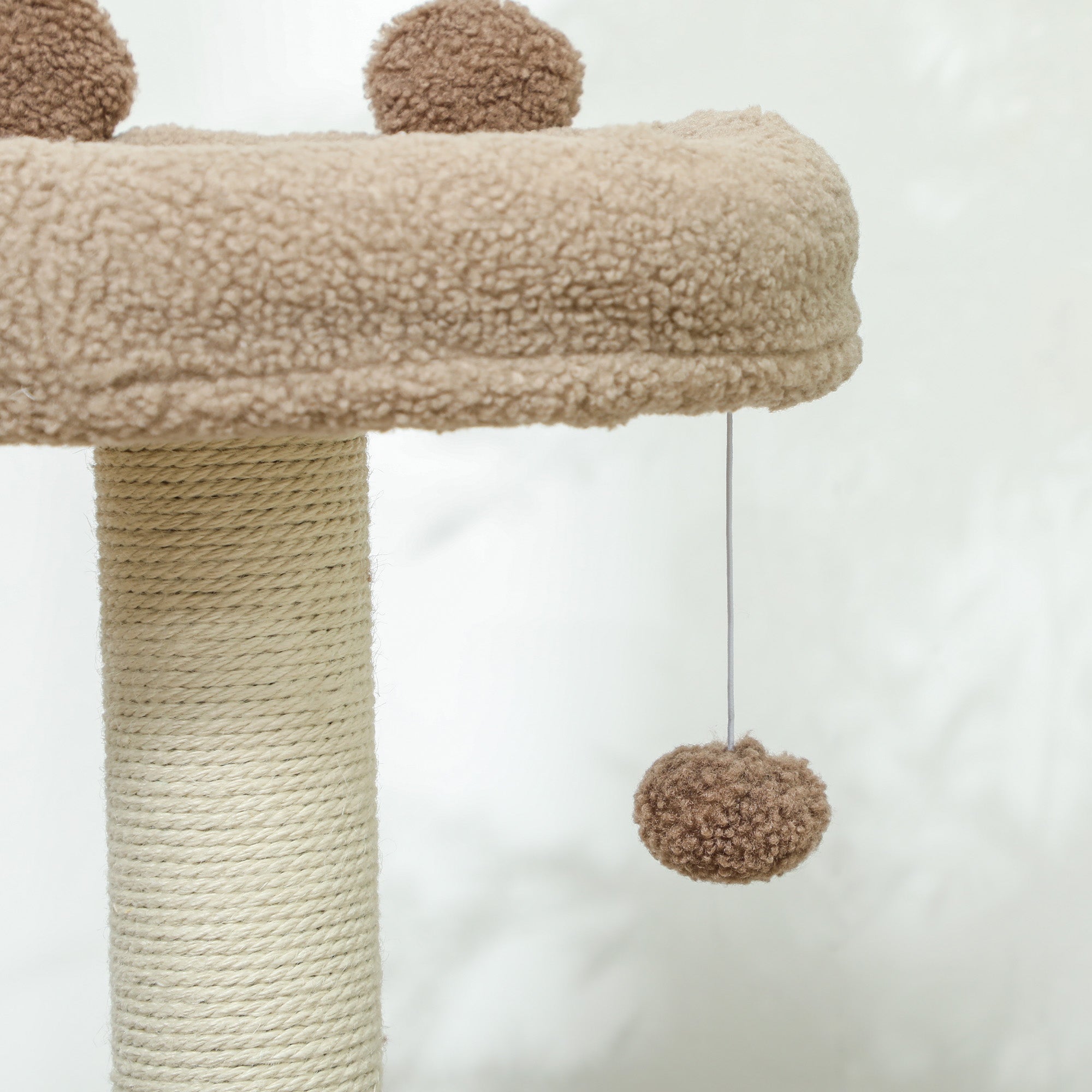 3-Tier Cat Tree with Top Perch and Toy Ball, 48x40x88 cm, White and Brown