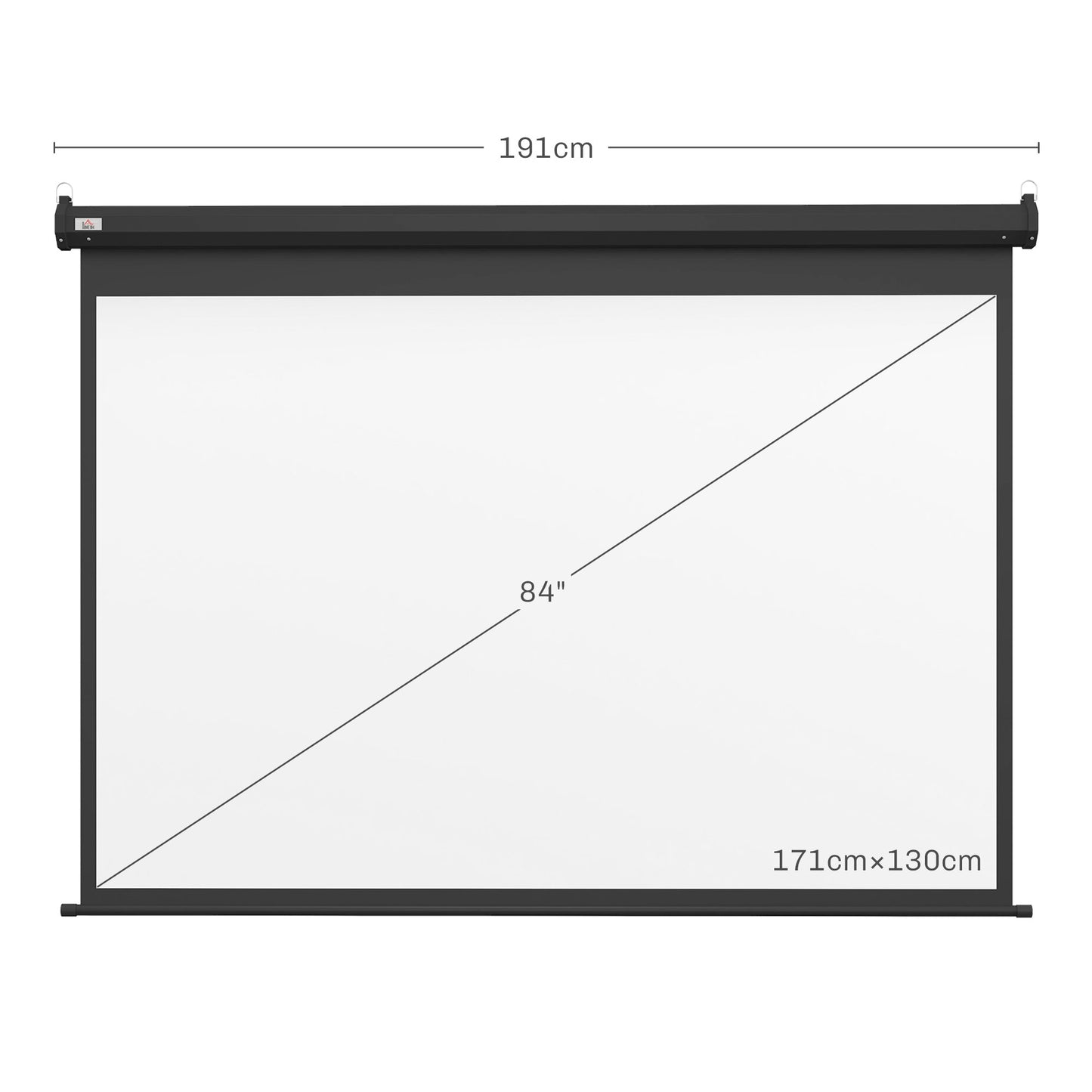 Projector Screen 89"  4:3 Format Adjustable with Remote Control, 171x130cm, Black