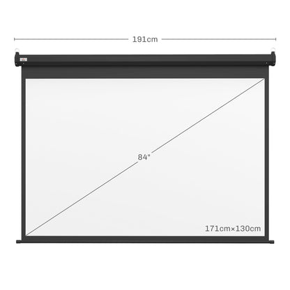 Projector Screen 89"  4:3 Format Adjustable with Remote Control, 171x130cm, Black