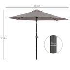 Outsunny Tilting Garden Umbrella Ø265 cm with 32 Solar LED Lights and Crank Handle, Grey