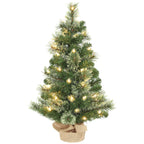 60cm Tall Small Christmas Tree with 35 White LED Lights, 68 Thick and Fireproof Branches